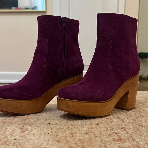 Charlotte Stone Purple Suede Ankle Platform Boots (Paz style) - Picture 2 of 7